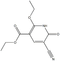 2-Oxo-3-cyano-6-ethoxy-1,2-dihydropyridine-5-carboxylic acid ethyl ester Struktur