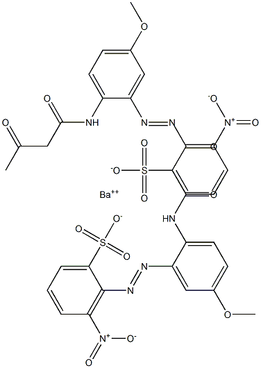 Bis[2-[2-(1,3-dioxobutylamino)-5-methoxyphenylazo]-3-nitrobenzenesulfonic acid]barium salt Struktur