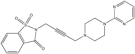 2-[4-[4-(2-Pyrimidinyl)-1-piperazinyl]-2-butynyl]-2,3-dihydro-3-oxo-1,2-benzisothiazole 1,1-dioxide Struktur