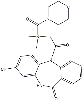 8-Chloro-5-[(N-morpholinocarbonylmethyl-N-methylamino)acetyl]-5,10-dihydro-11H-dibenzo[b,e][1,4]diazepin-11-one Struktur