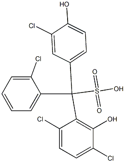 (2-Chlorophenyl)(3-chloro-4-hydroxyphenyl)(2,5-dichloro-6-hydroxyphenyl)methanesulfonic acid Struktur