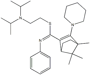 4,7,7-Trimethyl-3-piperidino-N-phenylbicyclo[2.2.1]hept-2-ene-2-carbimidothioic acid [2-(diisopropylamino)ethyl] ester Struktur