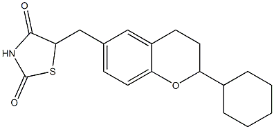 5-[[2-Cyclohexyl-3,4-dihydro-2H-1-benzopyran]-6-ylmethyl]thiazolidine-2,4-dione Struktur