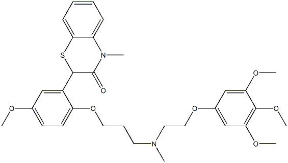 2-[2-[3-[N-[2-(3,4,5-Trimethoxyphenoxy)ethyl]methylamino]propyloxy]-5-methoxyphenyl]-4-methyl-4H-1,4-benzothiazin-3(2H)-one Struktur