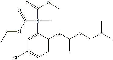 N-[2-(1-Isobutoxyethylthio)-5-chlorophenyl]-N-methoxycarbonylmethylcarbamic acid ethyl ester Struktur