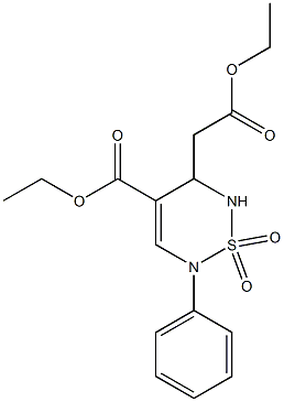 (2-Phenyl-4-ethoxycarbonyl-5,6-dihydro-2H-1,2,6-thiadiazine 1,1-dioxide)-5-ylacetic acid ethyl ester Struktur