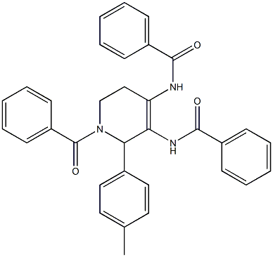 4,5-Bis(benzoylamino)-1-benzoyl-6-(4-methylphenyl)-1,2,3,6-tetrahydropyridine Struktur