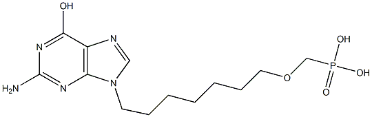 [7-(2-Amino-6-hydroxy-9H-purin-9-yl)heptyloxy]methylphosphonic acid Struktur