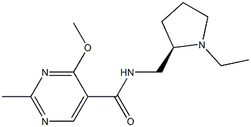 (+)-N-[[(2R)-1-Ethyl-2-pyrrolidinyl]methyl]-4-methoxy-2-methyl-5-pyrimidinecarboxamide Struktur