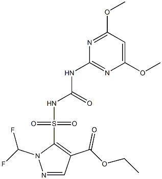 1-Difluoromethyl-5-[3-(4,6-dimethoxy-2-pyrimidinyl)ureidosulfonyl]-1H-pyrazole-4-carboxylic acid ethyl ester Struktur