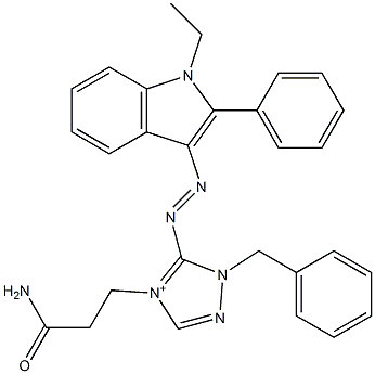 4-(3-Amino-3-oxopropyl)-5-[(1-ethyl-2-phenyl-1H-indol-3-yl)azo]-1-(phenylmethyl)-1H-1,2,4-triazol-4-ium Struktur