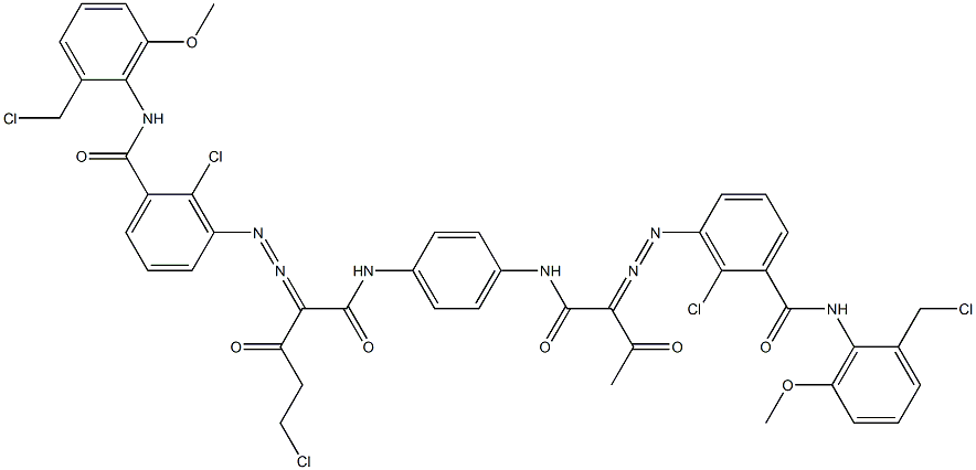 3,3'-[2-(Chloromethyl)-1,4-phenylenebis[iminocarbonyl(acetylmethylene)azo]]bis[N-[2-(chloromethyl)-6-methoxyphenyl]-2-chlorobenzamide] Struktur