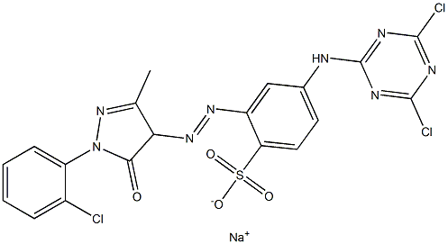 4-(4,6-Dichloro-1,3,5-triazin-2-ylamino)-2-[1-(o-chlorophenyl)-4,5-dihydro-5-oxo-3-methyl-1H-pyrazol-4-ylazo]benzenesulfonic acid sodium salt Struktur