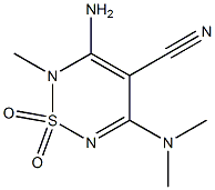 3-Amino-4-cyano-2-methyl-5-(dimethylamino)-2H-1,2,6-thiadiazine 1,1-dioxide Struktur