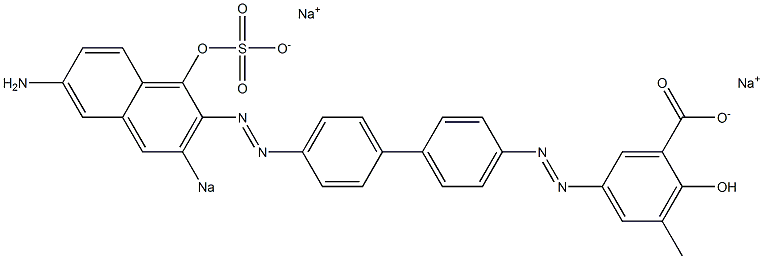 5-[[4'-[(6-Amino-1-hydroxy-3-sodiosulfo-2-naphthalenyl)azo]-1,1'-biphenyl-4-yl]azo]-2-hydroxy-3-methylbenzoic acid sodium salt Struktur