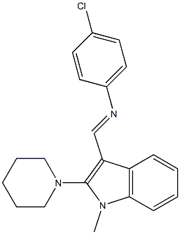 1-Methyl-3-[[(4-chlorophenyl)imino]methyl]-2-piperidino-1H-indole Struktur