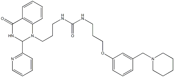 1-[3-[3-[3-(3-Piperidinomethylphenoxy)propyl]ureido]propyl]-2-(2-pyridinyl)-1,2-dihydroquinazolin-4(3H)-one Struktur