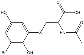 2-Acetylamino-3-(3-bromo-2,5-dihydroxyphenylthio)propionic acid Struktur