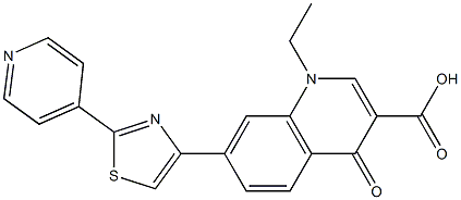 1,4-Dihydro-1-ethyl-4-oxo-7-[2-(4-pyridyl)thiazol-4-yl]quinoline-3-carboxylic acid Struktur