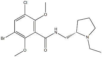 3-Bromo-5-chloro-N-[[(2S)-1-ethyl-2-pyrrolidinyl]methyl]-2,6-dimethoxybenzamide Struktur