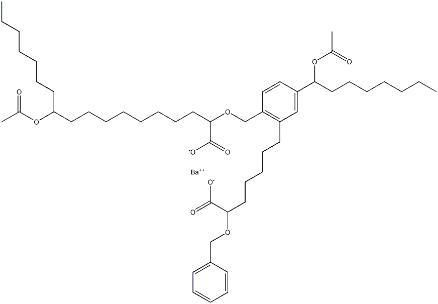 Bis(2-benzyloxy-11-acetyloxystearic acid)barium salt Struktur