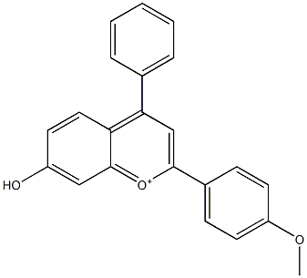 2-(4-Methoxyphenyl)-4-phenyl-7-hydroxy-1-benzopyrylium Struktur