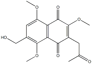 6-Hydroxymethyl-2,5,8-trimethoxy-3-(2-oxopropyl)-1,4-naphthoquinone Struktur