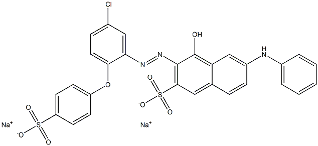 3-[[5-Chloro-2-[(4-sulfophenyl)oxy]phenyl]azo]-4-hydroxy-6-(phenylamino)-2-naphthalenesulfonic acid disodium salt Struktur