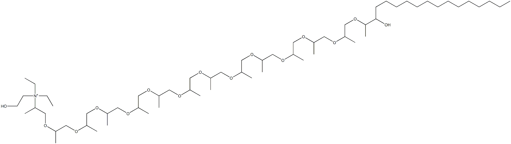 N,N-Diethyl-N-(2-hydroxyethyl)-41-hydroxy-1,4,7,10,13,16,19,22,25,28,31,34,37,40-tetradecamethyl-3,6,9,12,15,18,21,24,27,30,33,36,39-tridecaoxapentapentacontan-1-aminium Struktur