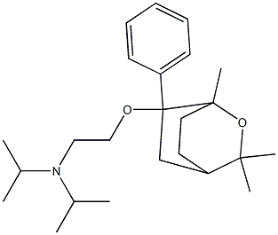 1,3,3-Trimethyl-6-phenyl-6-[2-(diisopropylamino)ethoxy]-2-oxabicyclo[2.2.2]octane Struktur