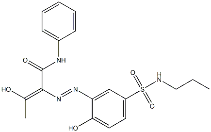 3-Hydroxy-2-[2-hydroxy-5-(propylsulfamoyl)phenylazo]-N-phenyl-2-butenamide Struktur