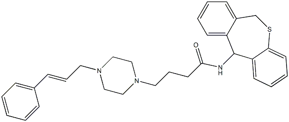 4-[4-(3-Phenyl-2-propenyl)-1-piperazinyl]-N-[(6,11-dihydrodibenzo[b,e]thiepin)-11-yl]butyramide Struktur