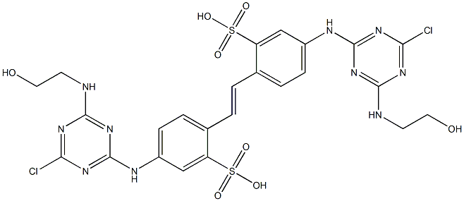 4,4'-Bis[4-chloro-6-(2-hydroxyethylamino)-1,3,5-triazin-2-ylamino]-2,2'-stilbenedisulfonic acid Struktur