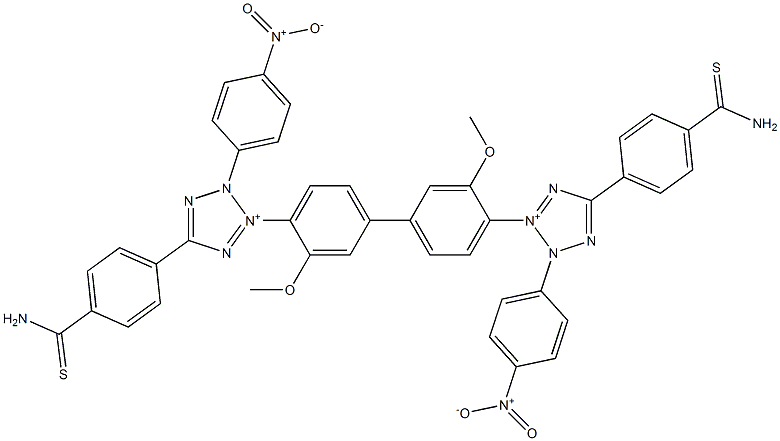 3,3'-[3,3'-Dimethoxy[1,1'-biphenyl]-4,4'-diyl]bis[5-[4-(aminothioxomethyl)phenyl]-2-(4-nitrophenyl)-2H-tetrazol-3-ium] Struktur