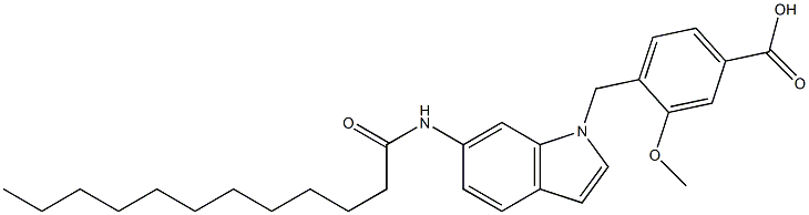 4-[6-(Dodecanoylamino)-1H-indol-1-ylmethyl]-3-methoxybenzoic acid Struktur