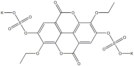 2,7-Bis(potassiooxysulfonyloxy)-3,8-diethoxy[1]benzopyrano[5,4,3-cde][1]benzopyran-5,10-dione Struktur