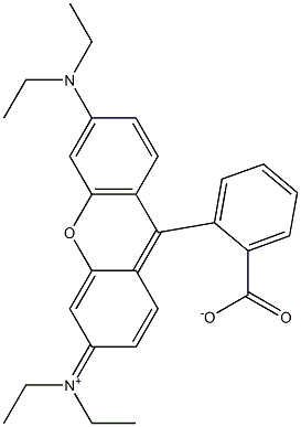 2-[3-(Diethyliminio)-6-(diethylamino)-3H-xanthene-9-yl]benzoic acid Struktur