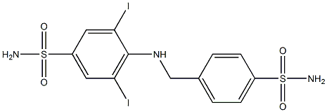 3,5-Diiodo-4-[(4-sulfamoylbenzyl)amino]benzenesulfonamide Struktur