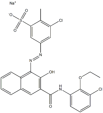 3-Chloro-2-methyl-5-[[3-[[(3-chloro-2-ethoxyphenyl)amino]carbonyl]-2-hydroxy-1-naphtyl]azo]benzenesulfonic acid sodium salt Struktur