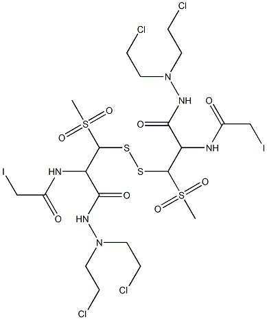 3,3'-Dithiobis[N',N'-bis(2-chloroethyl)-2-(iodoacetyl)amino-3-methylsulfonylpropionic acid hydrazide] Struktur