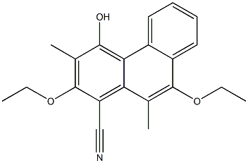 2,9-Diethoxy-3,10-dimethyl-4-hydroxyphenanthrene-1-carbonitrile Struktur