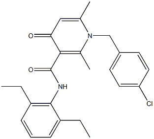 N-(2,6-Diethylphenyl)-1-(4-chlorobenzyl)-2,6-dimethyl-4-oxo-3-pyridinecarboxamide Struktur