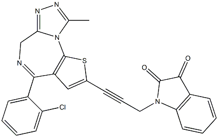 4-(2-Chlorophenyl)-9-methyl-2-[3-[(2,3-dihydro-2,3-dioxo-1H-indol)-1-yl]-1-propynyl]-6H-thieno[3,2-f][1,2,4]triazolo[4,3-a][1,4]diazepine Struktur