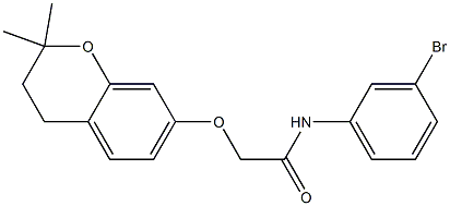 3,4-Dihydro-2,2-dimethyl-7-[N-(3-bromophenyl)carbamoylmethoxy]-2H-1-benzopyran Struktur