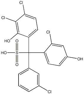 (3-Chlorophenyl)(2-chloro-4-hydroxyphenyl)(3,4-dichloro-2-hydroxyphenyl)methanesulfonic acid Struktur