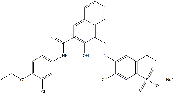 3-Chloro-6-ethyl-4-[[3-[[(3-chloro-4-ethoxyphenyl)amino]carbonyl]-2-hydroxy-1-naphtyl]azo]benzenesulfonic acid sodium salt Struktur