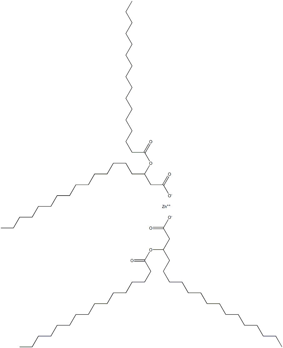 Bis(3-hexadecanoyloxyoctadecanoic acid)zinc salt Struktur