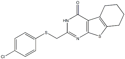 2-[[(4-Chlorophenyl)thio]methyl]-5,6,7,8-tetrahydro[1]benzothieno[2,3-d]pyrimidin-4(3H)-one Struktur