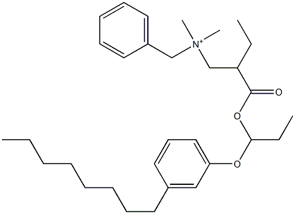 N,N-Dimethyl-N-benzyl-N-[2-[[1-(3-octylphenyloxy)propyl]oxycarbonyl]butyl]aminium Struktur