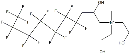 4,4,5,5,6,6,7,7,8,8,9,9,10,10,10-Pentadecafluoro-2-hydroxy-N,N-bis(2-hydroxyethyl)-N-methyl-1-decanaminium Struktur